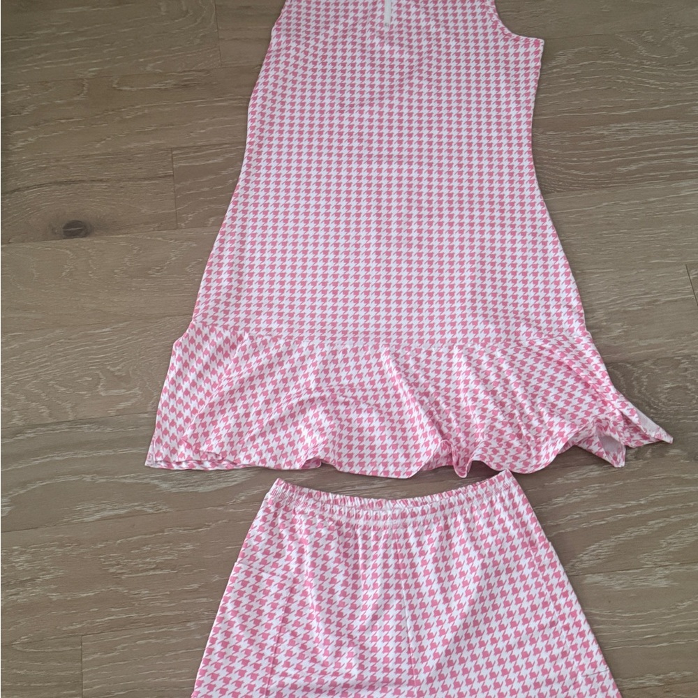 Pink and White Houndstooth Dress with shorts size Small